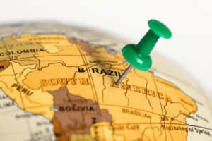 Location Brazil. Green pin on the map.