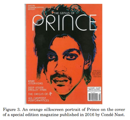 An orange silkscreen portrait of Prince on the cover of a special edition magazine published in 2016 by Conde´ Nast